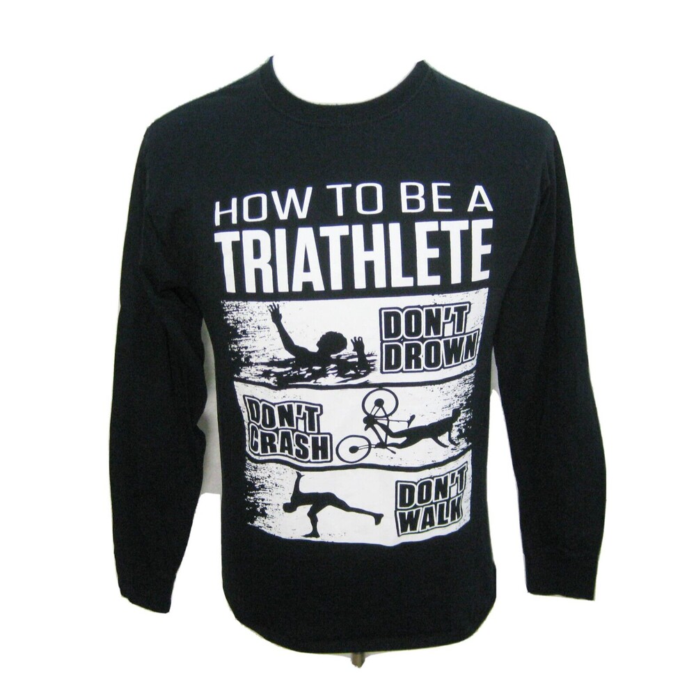 TRIATHLON Triathlete Men's (Size Medium) Black Graphic Long Sleeve T-Shirt Top